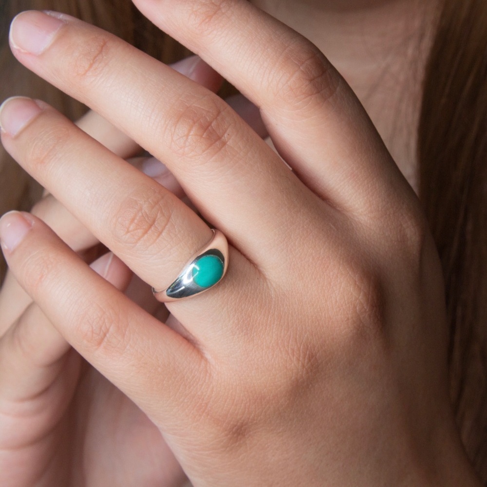 “Rounded” Signet Style Reconstructed Turquoise